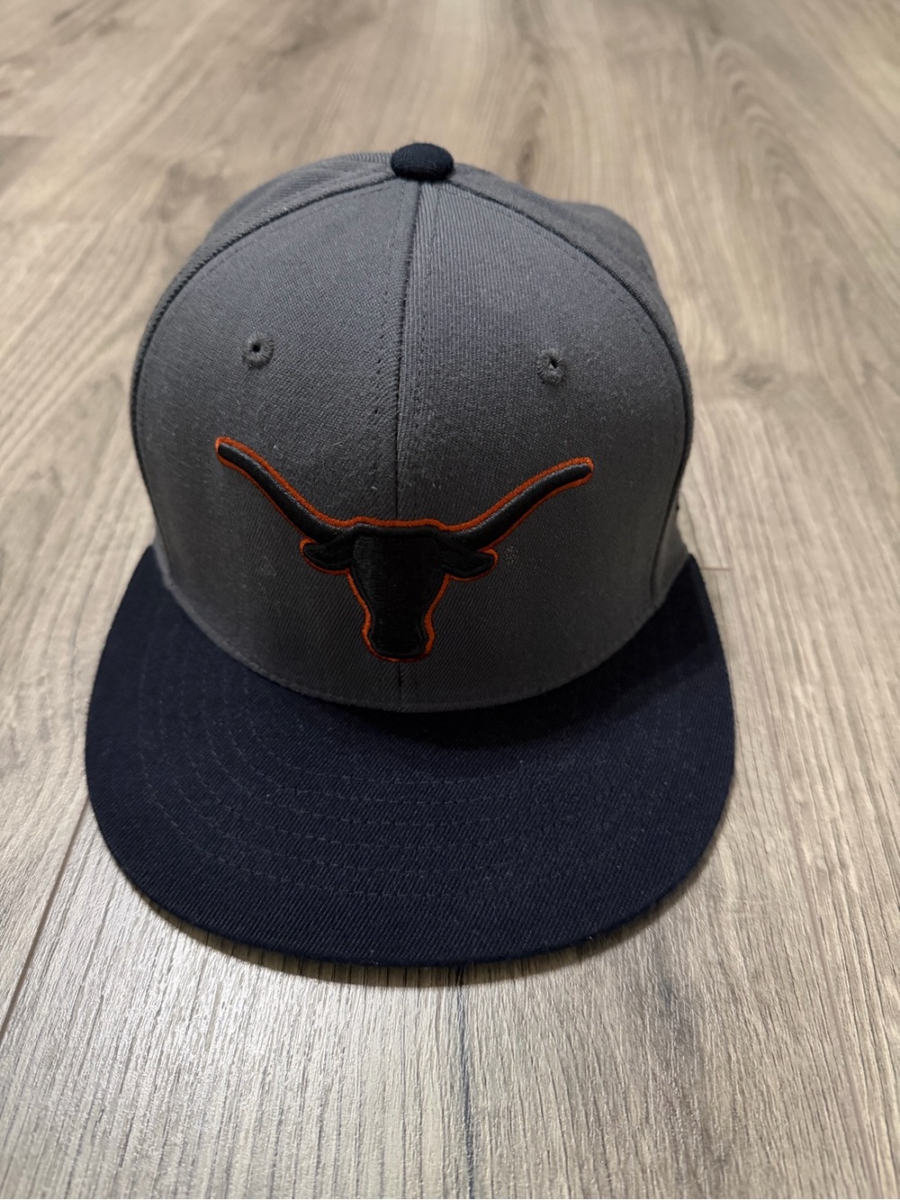 Gray and Navy Longhorn Embroidered Snapback Hat